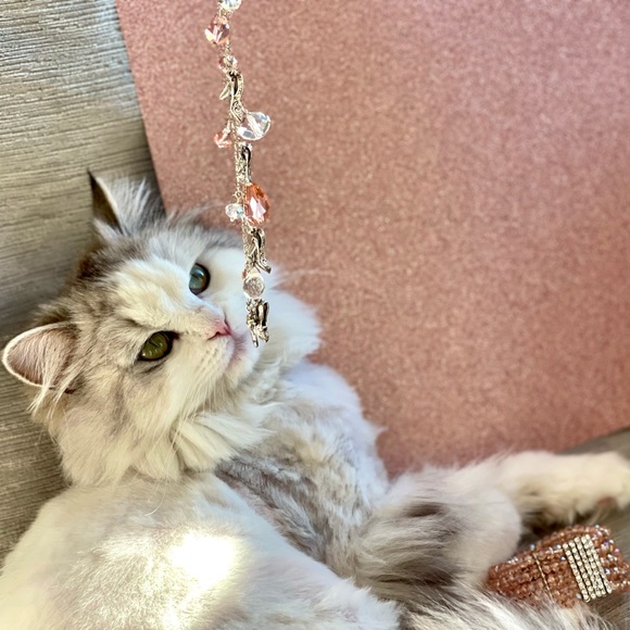 NWT DOUBLE STRAND CHARM BRACELET IN TONES OF BLUSH ROSÉ CRYSTALS & SILVER SHOES - Picture 9 of 16